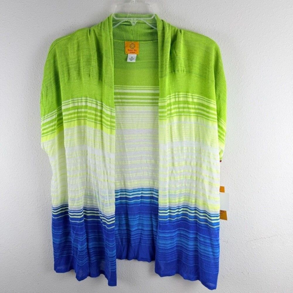 Ruby‎ Rd Womens 1X Open Front Kimono Blouse Colorblock Artsy Beachy Resort